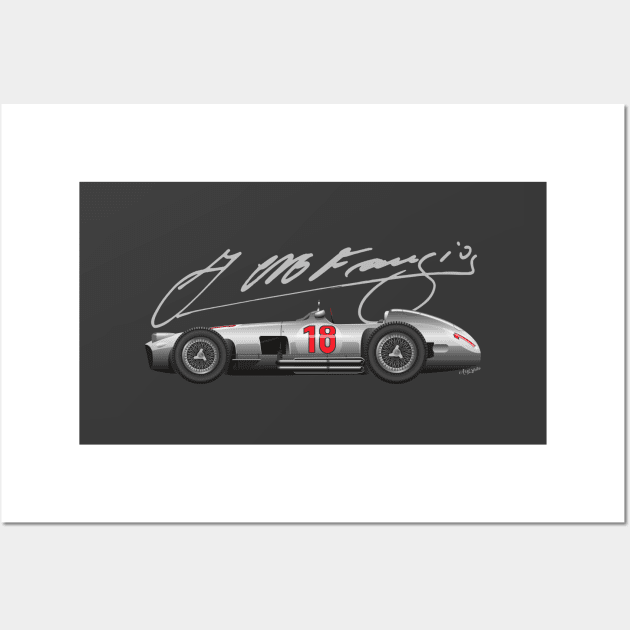 Juan Manuel Fangio Mercedes Benz W196 illustration Wall Art by Burro Wheel